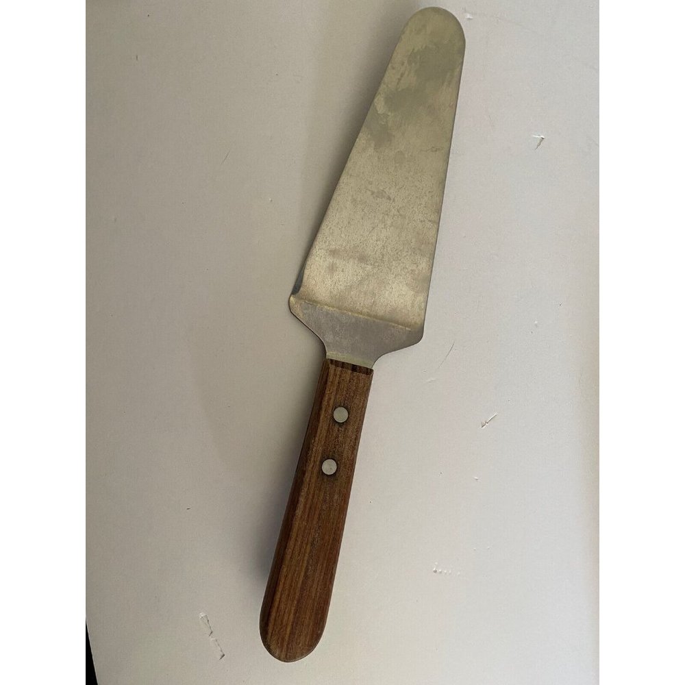 Vintage JR 3024 Scraper Spatula Pie Cake Server Riveted Wood Handle Stainless - Picture 6 of 6